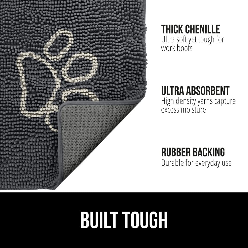 Gorilla Grip Ultra Absorbent Grippy Doormat for Muddy Dog Paws, 48x30 Machine Washable Soak Stopper Rugs Cleaner Floors, Bed Mat