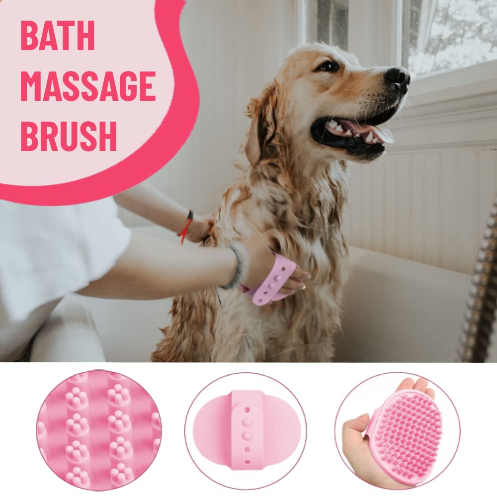 Master Queen Dog Grooming Kit - Deshedding Brush For Short Hair, Slicker Brush, Flea Comb, Puppy Brush Set In Pink