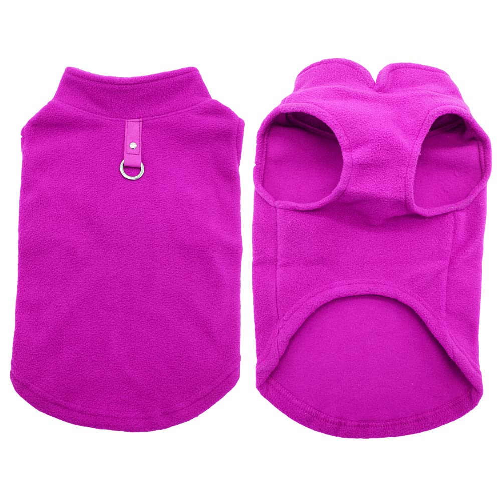 Dog Fleece Vest Soft Winter Jacket Sweater With D-Ring Leash Cold Weather Coat Hoodie For Small Medium Large Dogs Purple X-Large