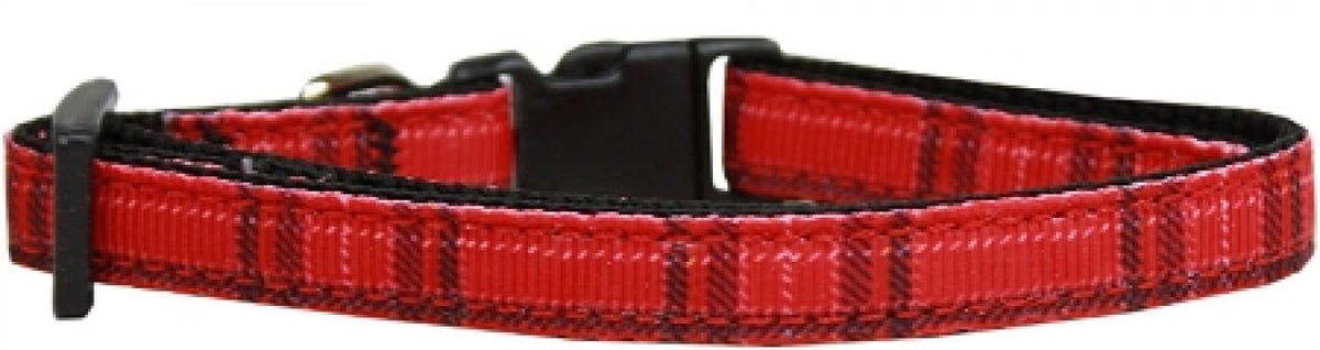 Mirage Pet Products Plaid Nylon Collar, Small, Red