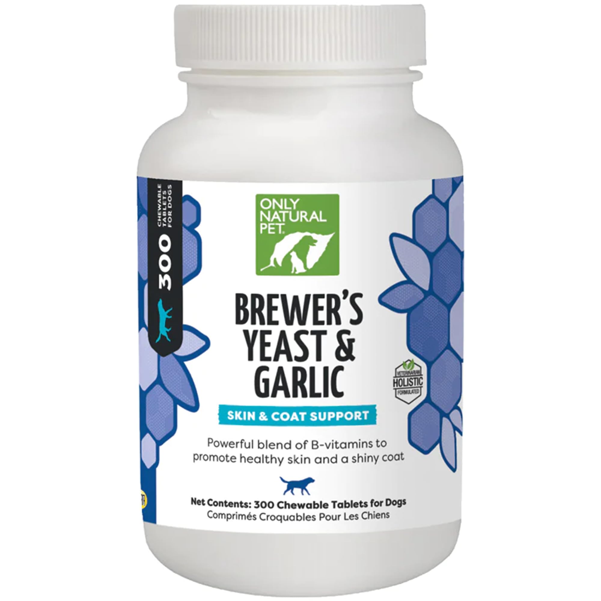 Only Natural Pet Brewers Yeast & Garlic Chewables - All-Natural Flea & Tick Prevention for Dogs - Fortified with B Vitamins - P