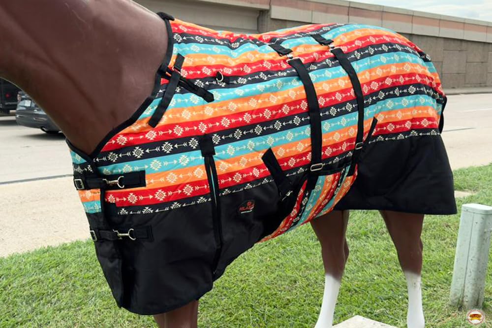 Hilason Tribal 84 In 1200D Winter Waterproof Poly Horse Blanket Belly Wrap | Horse Blanket | Horse Turnout Blanket | Horse Blank