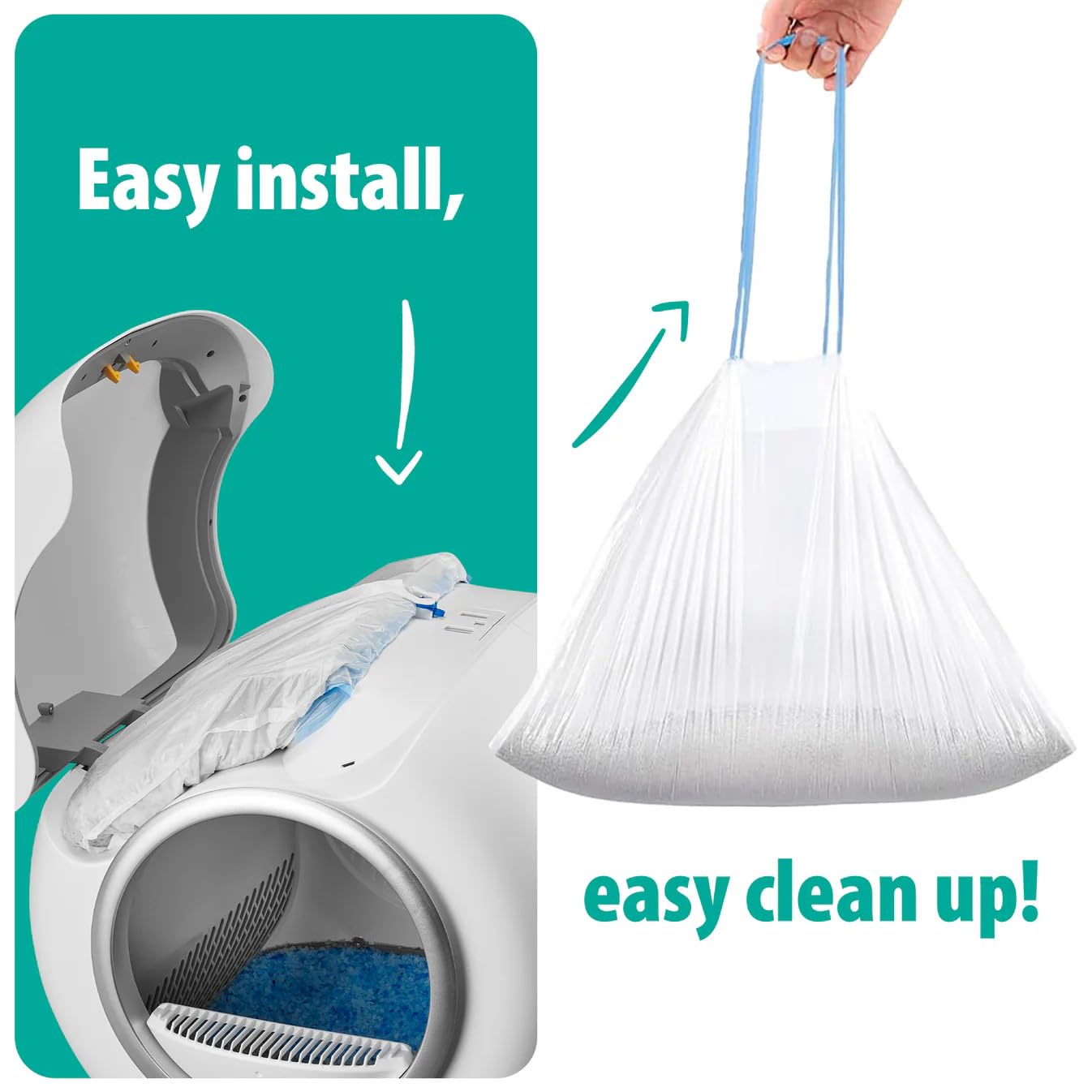 Premium Self Cleaning Cat Litter Box Liners Kitty Litter Bags Poop Bags Pet Waste Bags & Durable Litter Box Liners Ultimate Odor