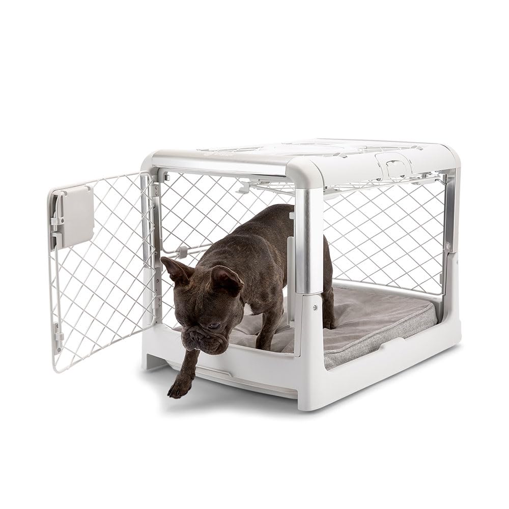 Diggs Revol Collapsible Dog Crate With Wheels - Premium Portable Dog Crate - Safe, Stylish, And Convenient Indoor Kennel (Ash, S