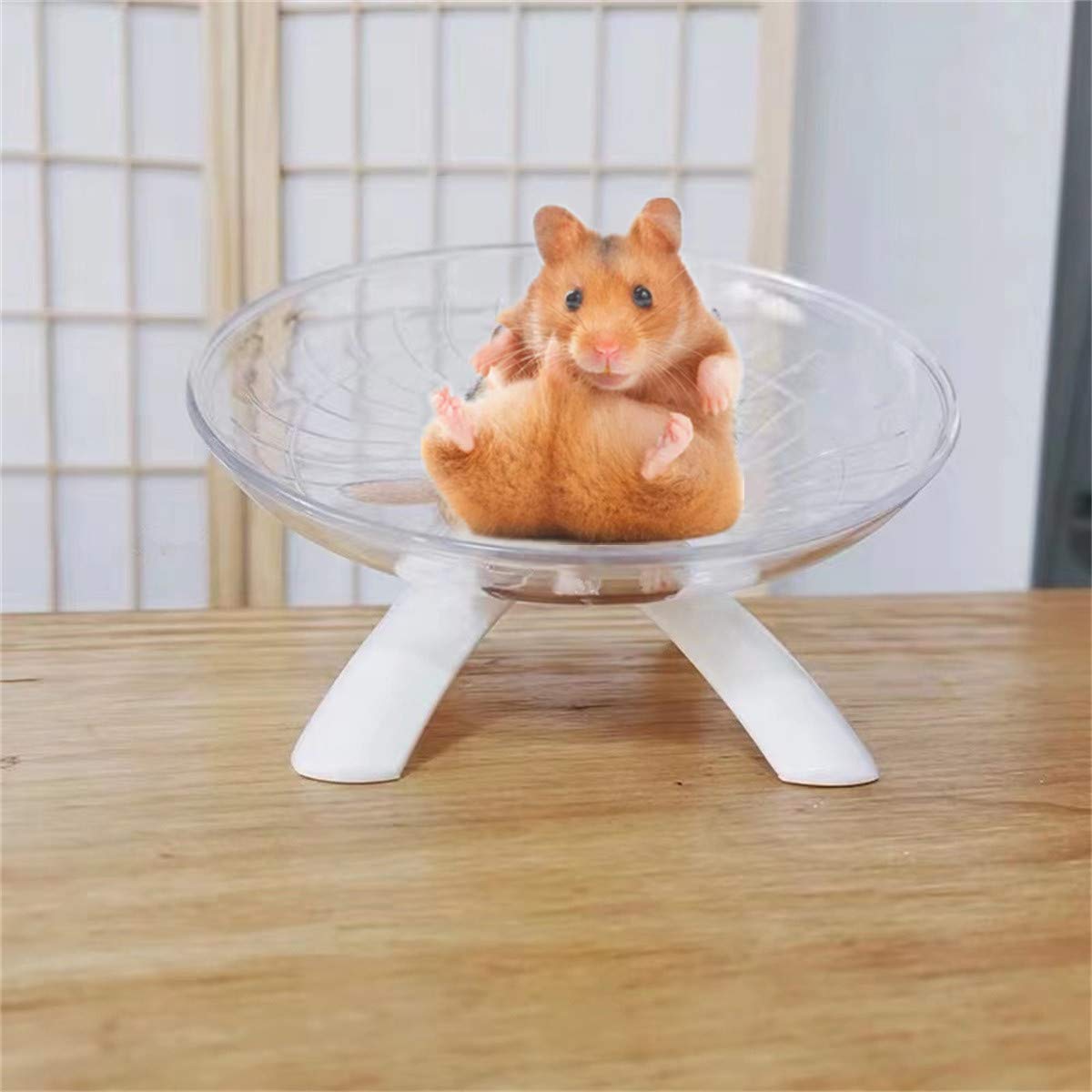 Hamster Flying Saucer Silent Running Exercise Wheel For Hamsters, Gerbils, Mice,Hedgehog And Other Small Pets Silent Running Wheel Hamster Wheel (White)