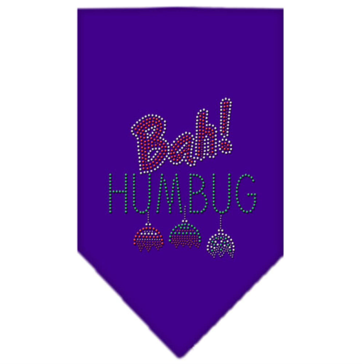 Christmas Pet and Dog Bandana Rhinestone, Bah Humbug Purple Large