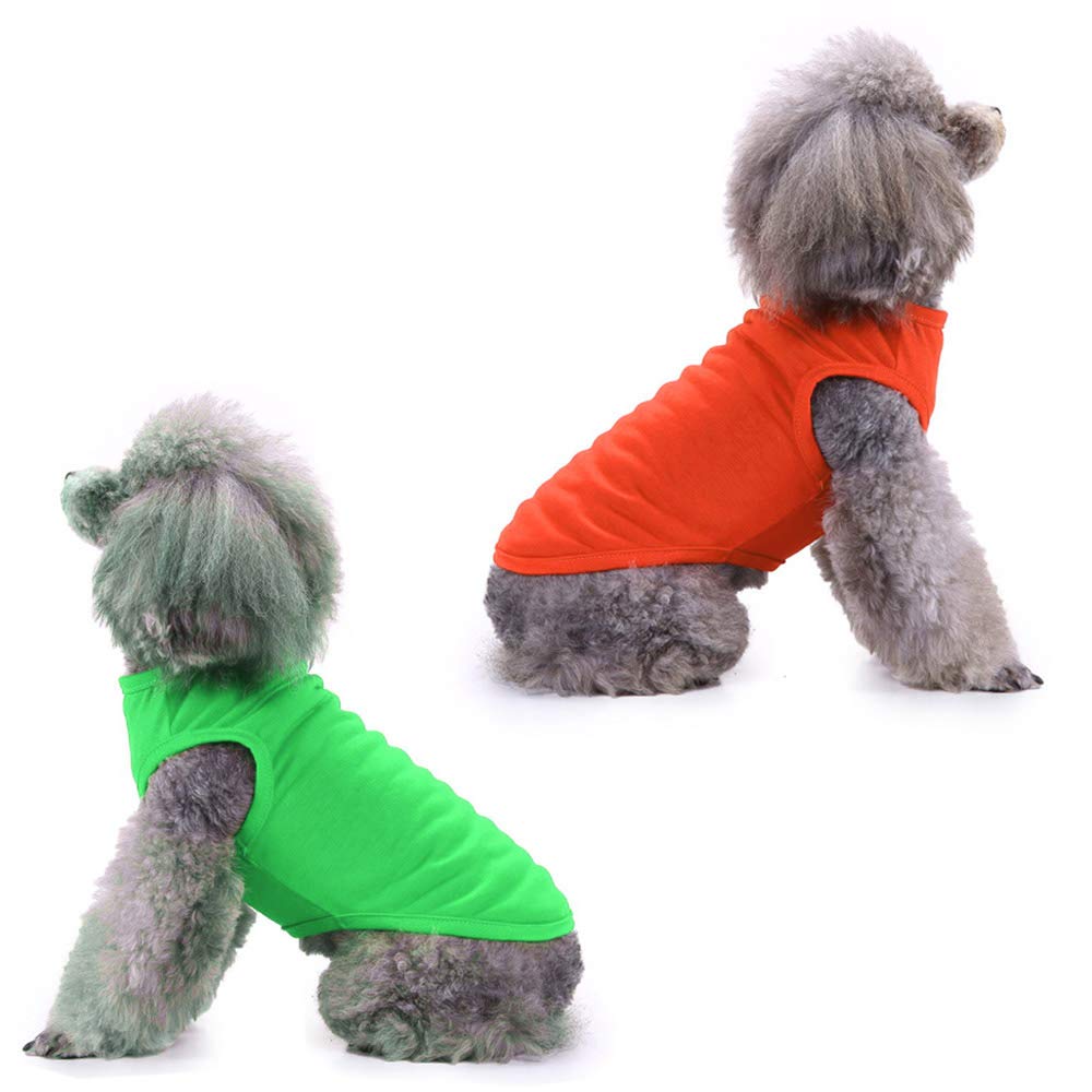 Chol&Vivi Dog Shirt, Cotton Apparel 4Pcs, Soft Thin T-Shirts, S (16' Chest), Light Blue, Green, Red, Orange, Lightweight, Comfor