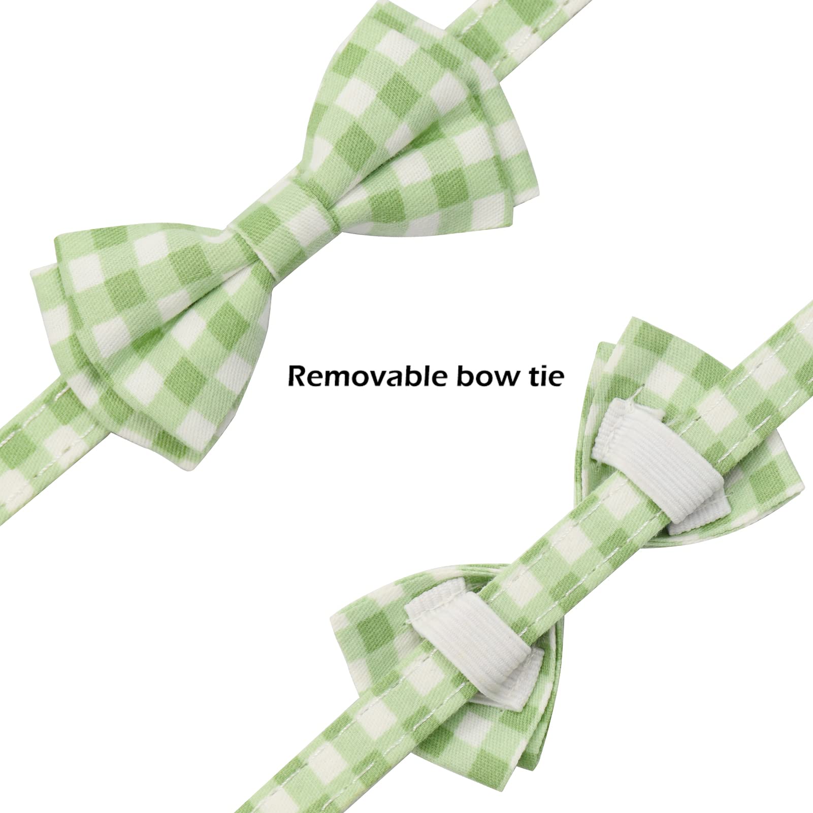 Bowtie Cat Collars Breakaway With Bell, Adjustable Cute Kitty Collars Safety Buckle Kitten Collar For Cat Puppy 7.5-11In (Green