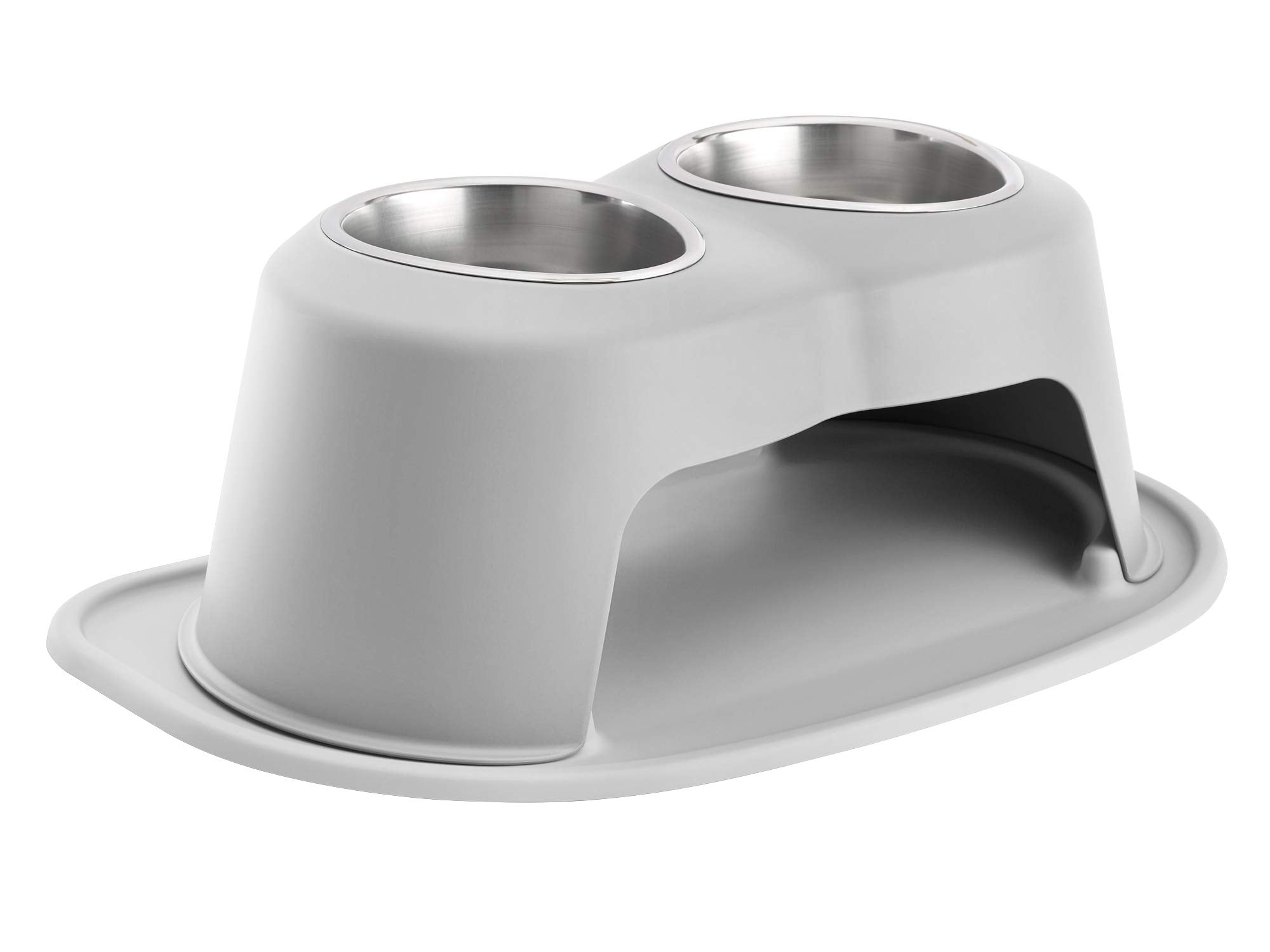 Weathertech Double High Pet Feeding System - Elevated Dog/Cat Bowls - 8 Inch High Light Grey (Dhc3208Lglg)