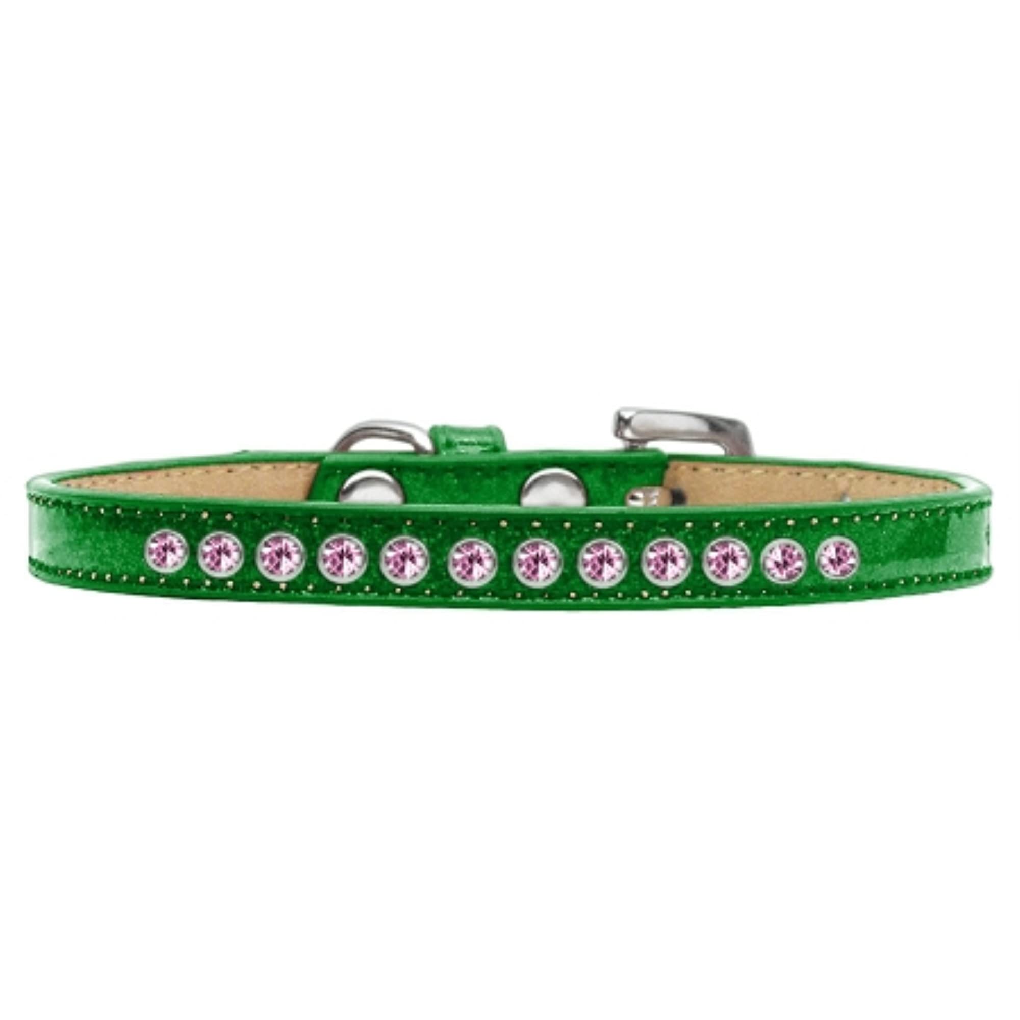 Mirage Pet Products Bright Pink Crystal Emerald Green Puppy Dog Ice Cream Collar Size 8