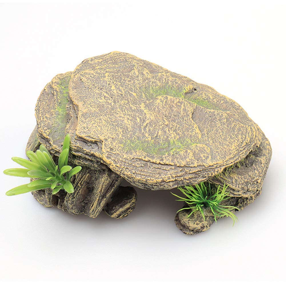La La Pet Reptile Hide Box Reptile Hideouts Resin Rock Gecko Hides and Caves Lizard Habitat Decor Small Animal Hideaway Basking