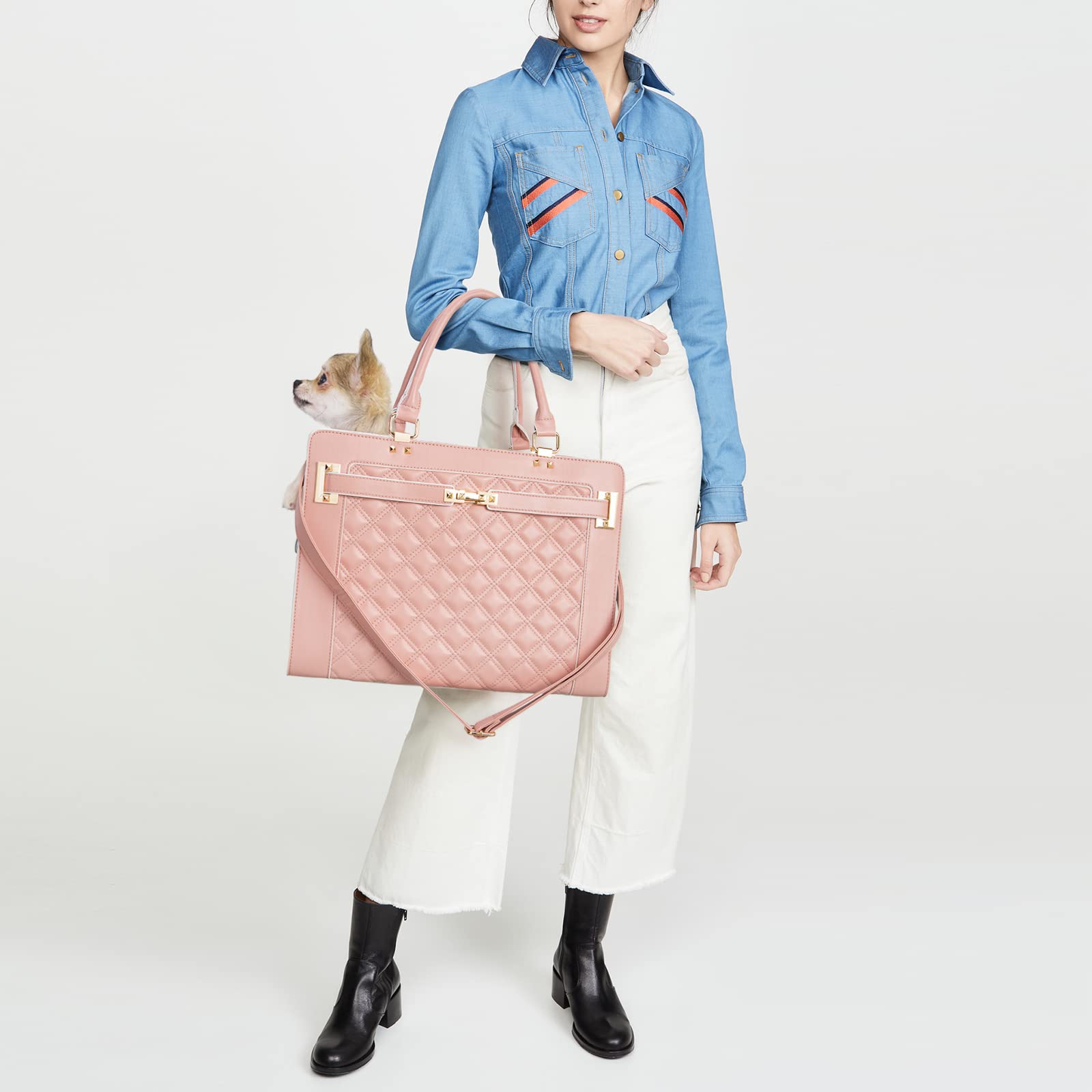 Fashion Pet Carrier Dog Cat Carrier Purse Soft-Sided Leather Handbag Pet Tote Bag For Small Dogs Puppy And Cats Tsa Airline Approved