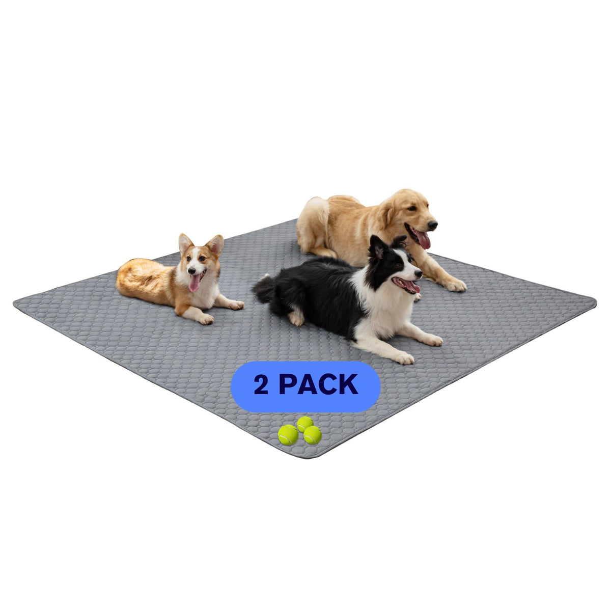 Pjyucien Washable Dog Pee Pads 2 Pack, 72''X72'' Extra Large, Non-Slip Pet Playpen Mats With Fast Urine Absorption, Reusable Pup