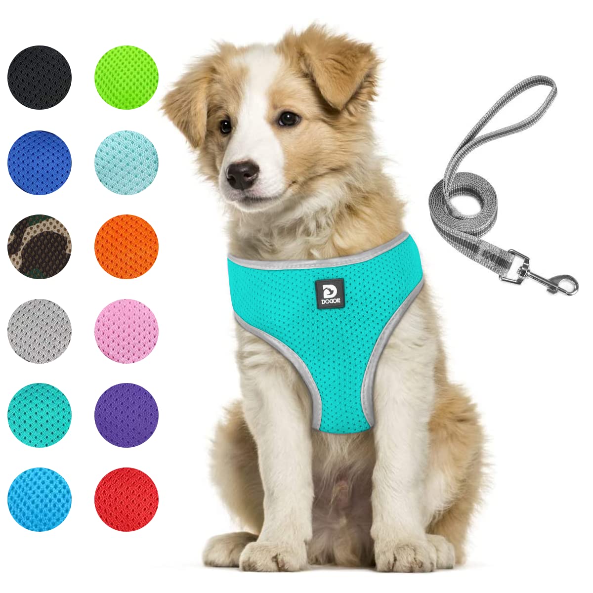 Dog Harness And Leash Set- Adjustable Reflective Step In Harness For Small Dogs Medium Size Dogs- No Pull No Choke Soft Mesh Com