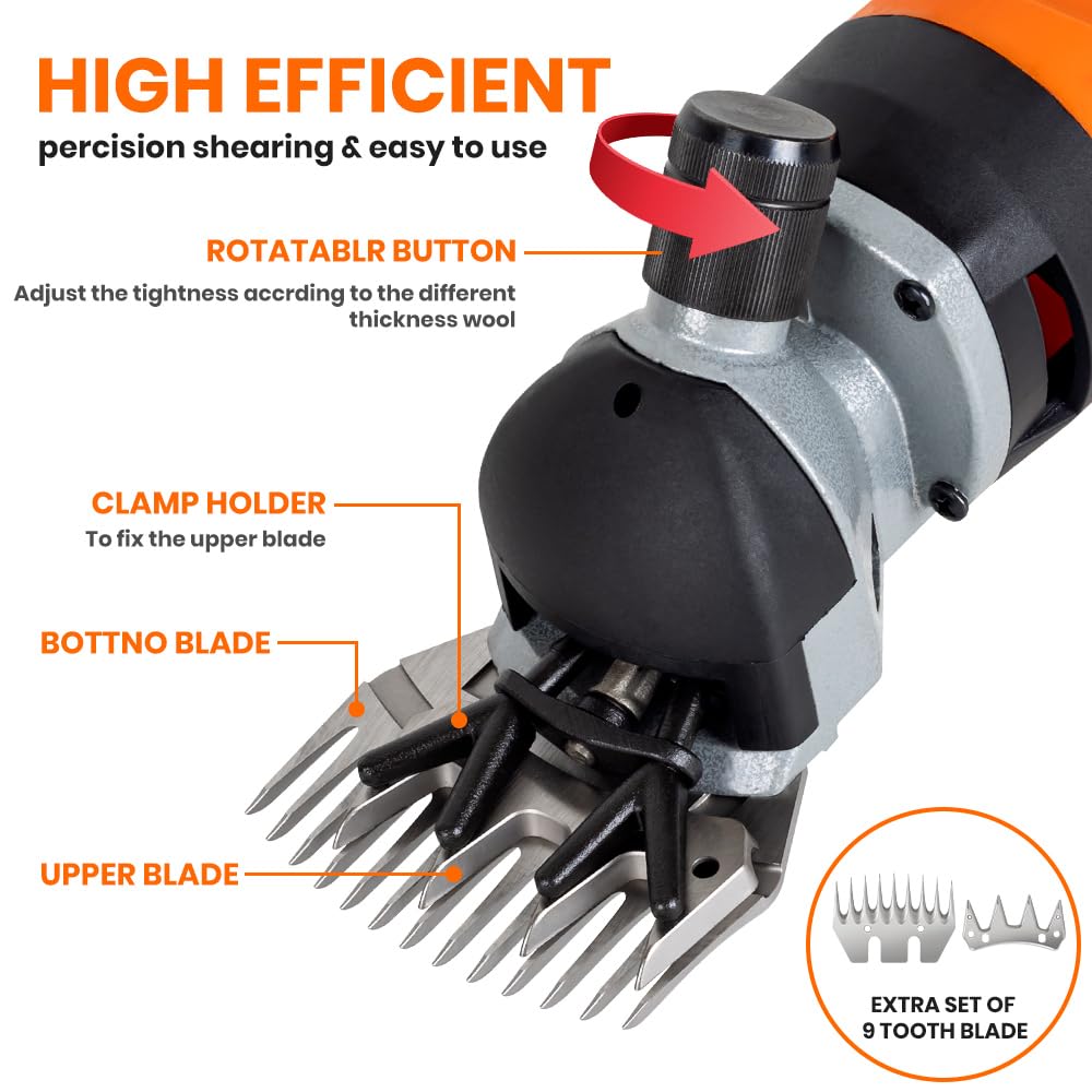 Uilfhx Sheep Shears Electric 850W Professional Heavy Duty Shearing Clipper With 6 Speed, For Shaving Fur Wool In Sheep, Goat, Ca