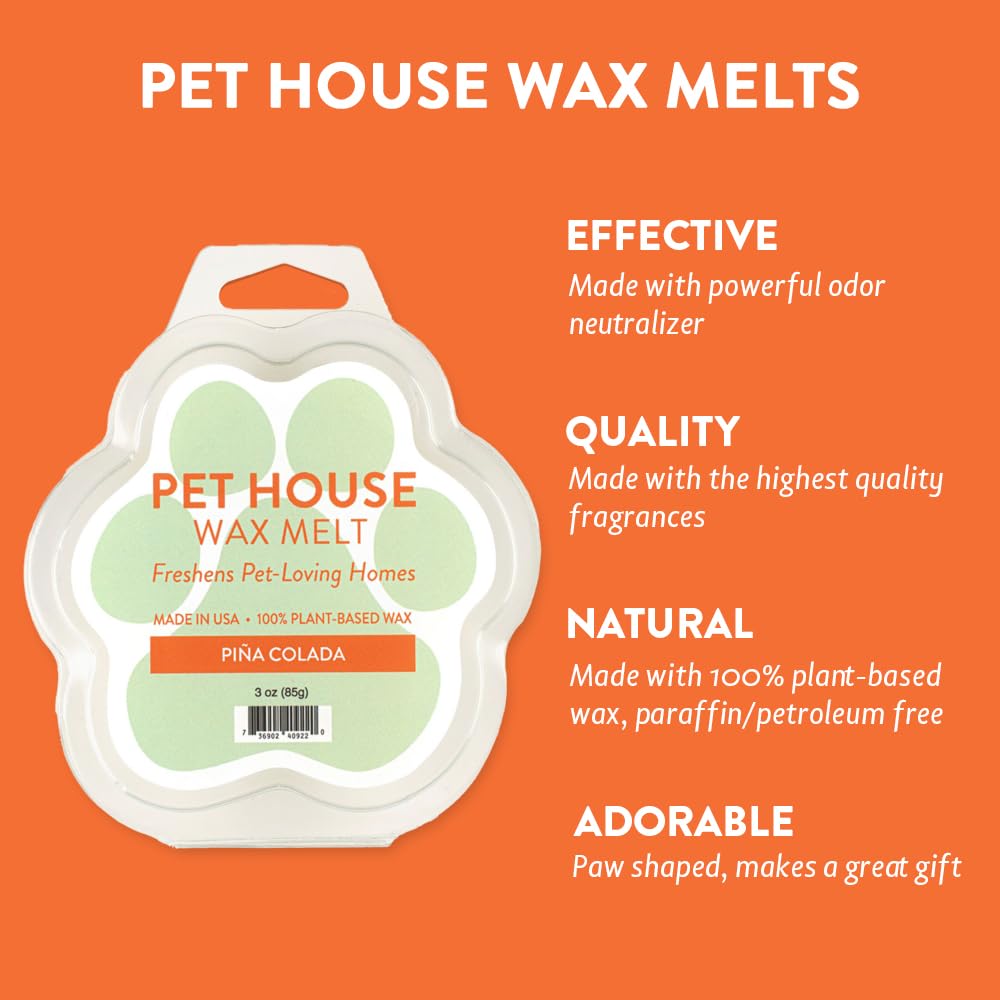 One Fur All Pet House Wax Melts - Pina Colada Pack Of 2 - Pet Odor Eliminating Wax Melts - Long-Lasting Scented Wax Melts - Pet-