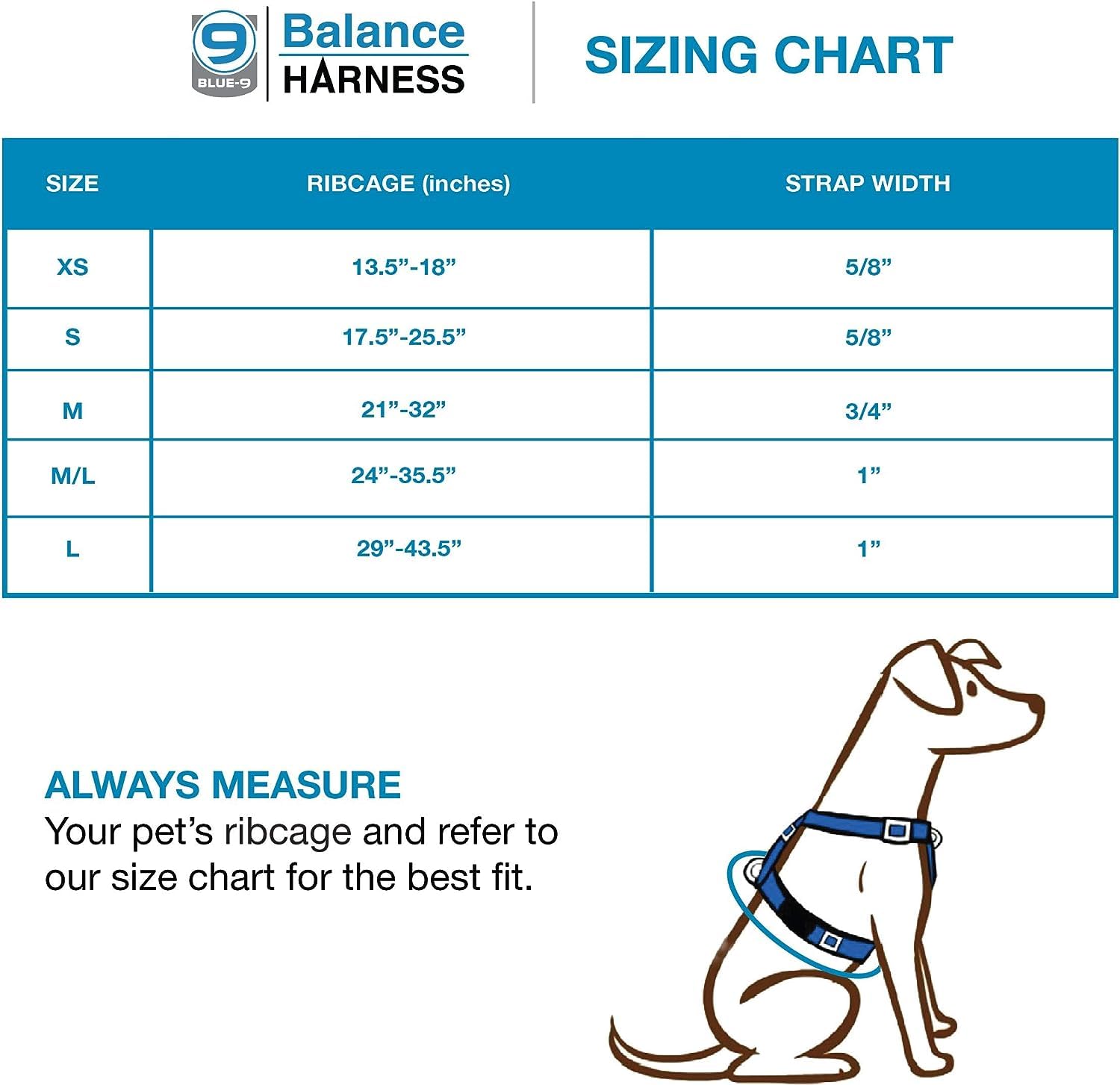 Blue-9 Buckle-Neck Balance Harness, Fully Customizable Fit No-Pull Harness, Ideal For Dog Training And Obedience, Made In The Usa, Blue, Medium