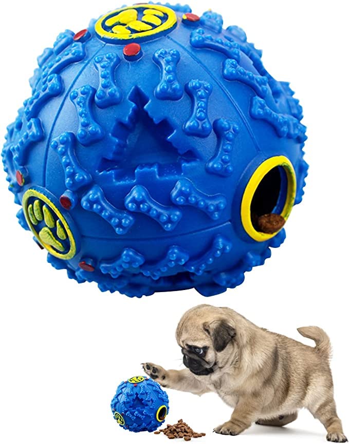 RvPaws Dog Treat Balls, Rubber Treat Dispensing Toy for Aggressive Chewers, Interactive Slow Feeder Tough Puzzle Toys Teeth Clea