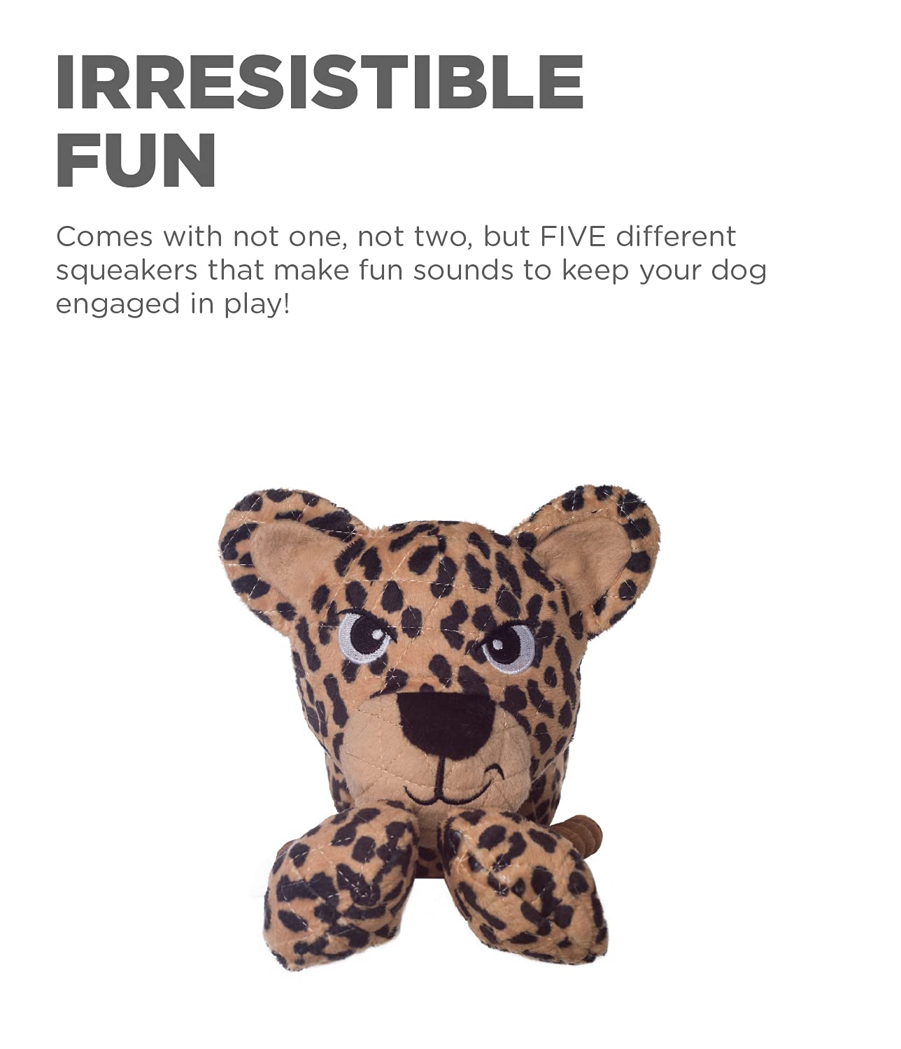 Outward Hound Tuggy Buddyz Medium Leopard Squeaky Rope Dog Toy - Durable Polyester Material