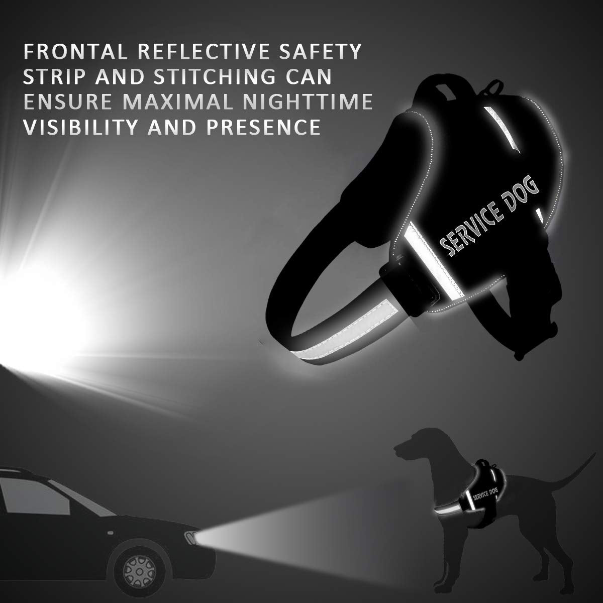 Jsxd Dog Harness,No-Pull Service Dog Harness With Handle Adjustable Outdoor Pet Dog Vest 6M Reflective Nylon Material Vest For Breeds,Easy Control For Small Medium Large Dogs