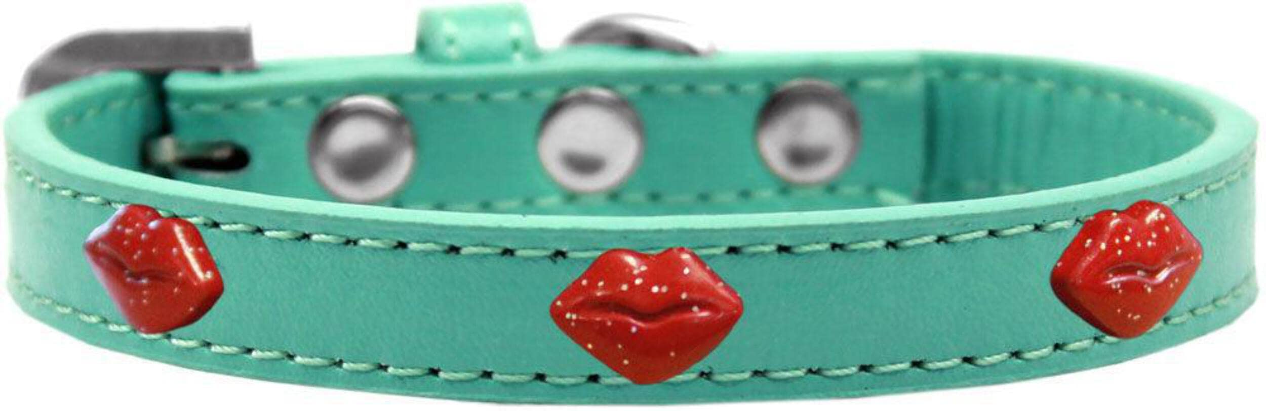 Dog, Puppy & Pet Widget Fashion Collar, Red Glitter Lips Black 20