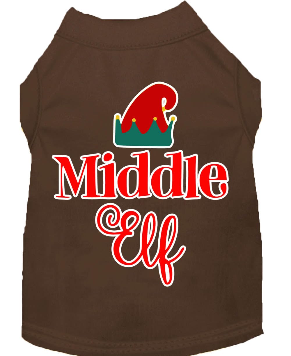 Christmas Pet Dog & Cat Shirt Screen Printed, &quot;Middle Elf&quot; Brown SM (3-6 lbs.)