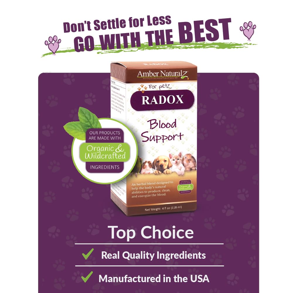 AMBER NATURALZ Radox Blood Support Herbal Blend for Dogs, Cats, Birds, Guinea Pigs, and Rabbits | Herbal Pet Supplement for Circ
