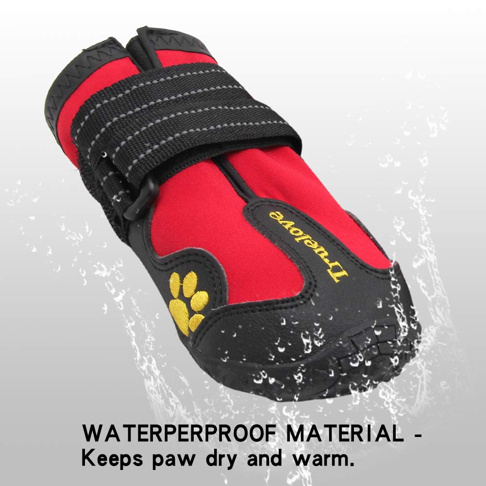 Mokcci Truelove Dog Boots Waterproof Dog Shoes With Reflective Straps For Small Medium Large Dog, Size 5 (Pack Of 4)