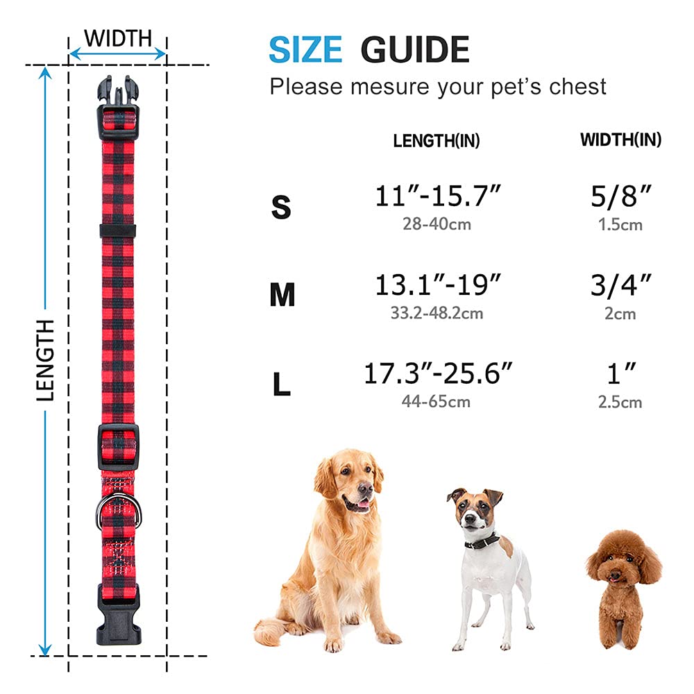 Rhea Rose Red Black Checkered Dog Collar Medium Size