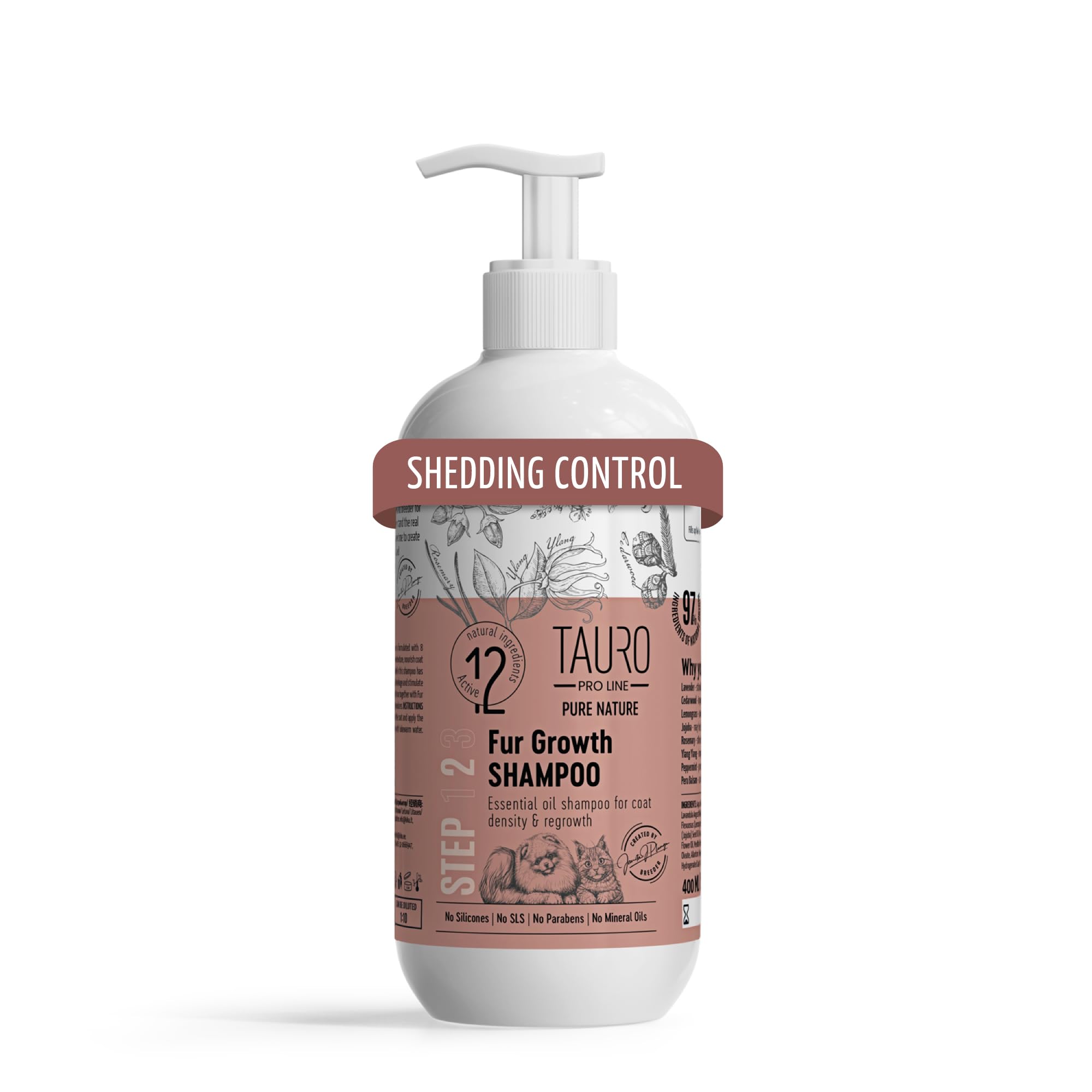 Tauro Pro Line Pure Nature Fur Growth Dogs And Cats Shampoo Coat Regrowth And Density Grooming Pet Shampoo With Essential Oils F