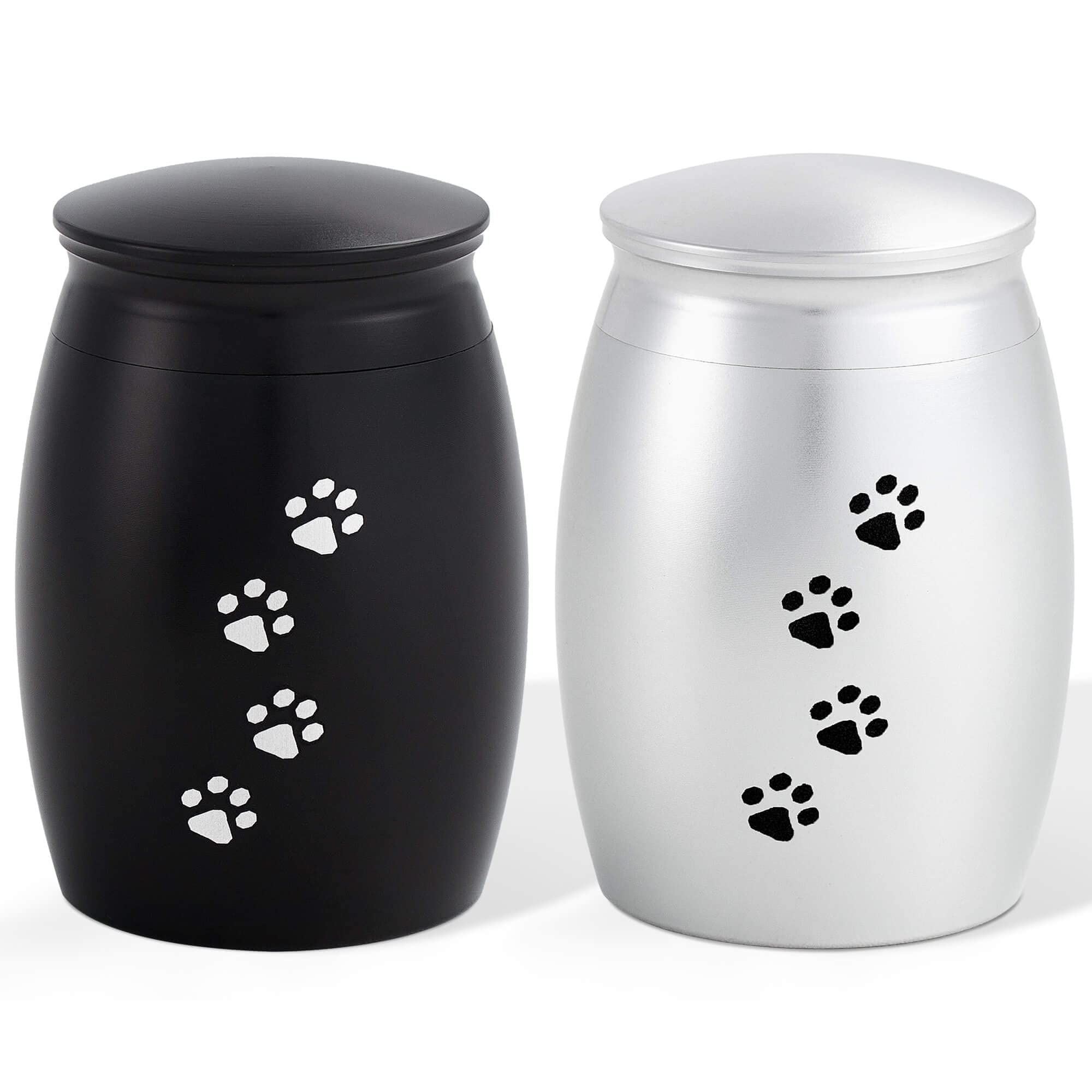 Lines Arte 2.67 Inches Small Urns For Dog Or Cat Ashes Set Of 2,Mini Memorial Cremation Keepsake Urns For Pets Ashes With Paw Pr