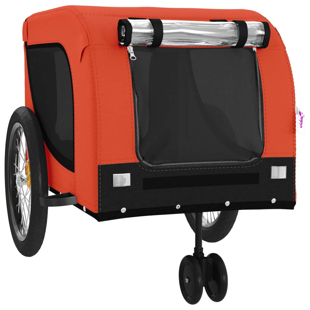 Vidaxl Pet Bike Trailer - Durable Iron Frame, Comfortable Load-Bearing Base, Easy Access With Zippered Entrances, Safe & Smooth Rides