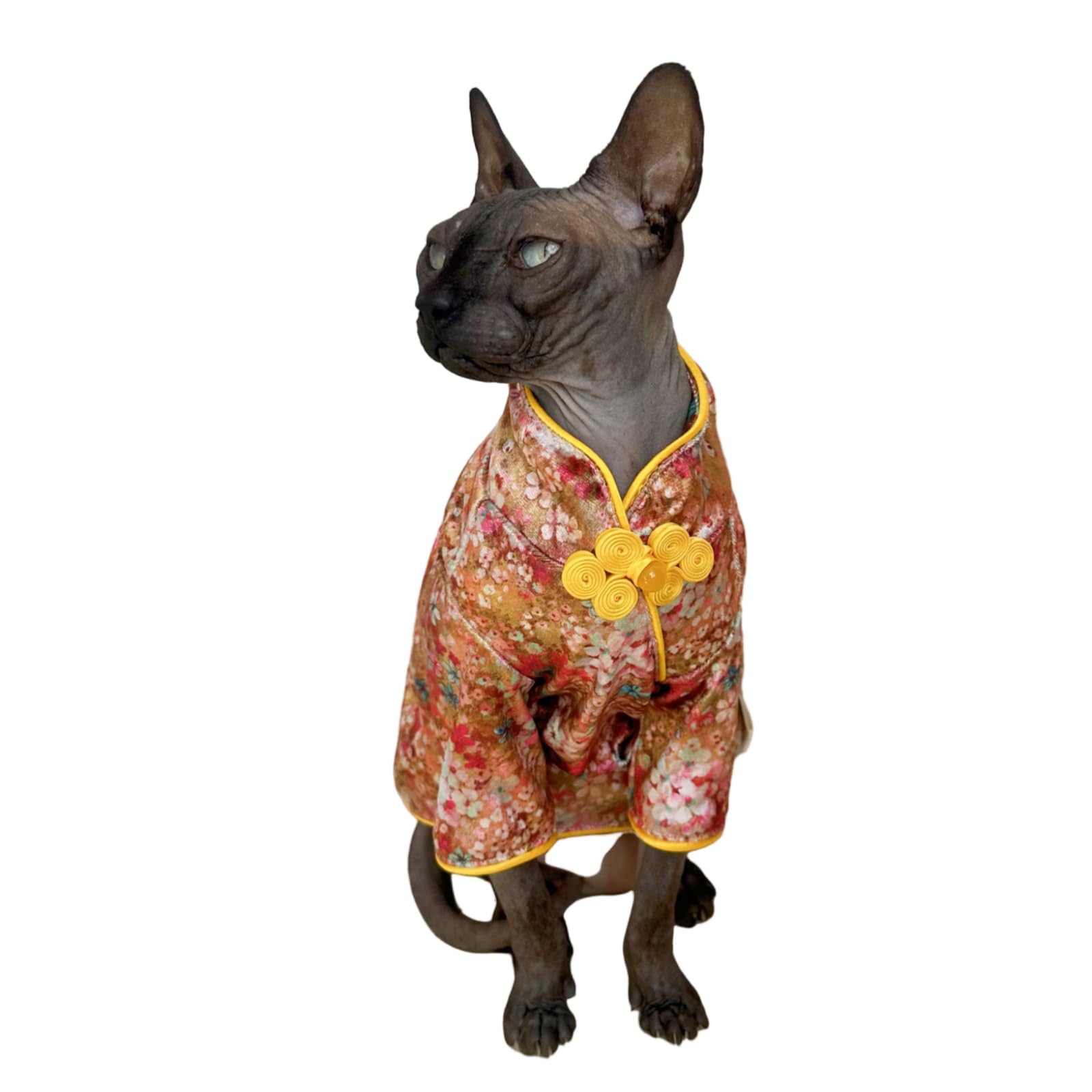 Traditional Culture Sphynx Hairless Cat Cotton T-Shirts Cats Clothes Pet Sweater Cat Vest Pet Clothes Kitten Shirts Small Dogs A