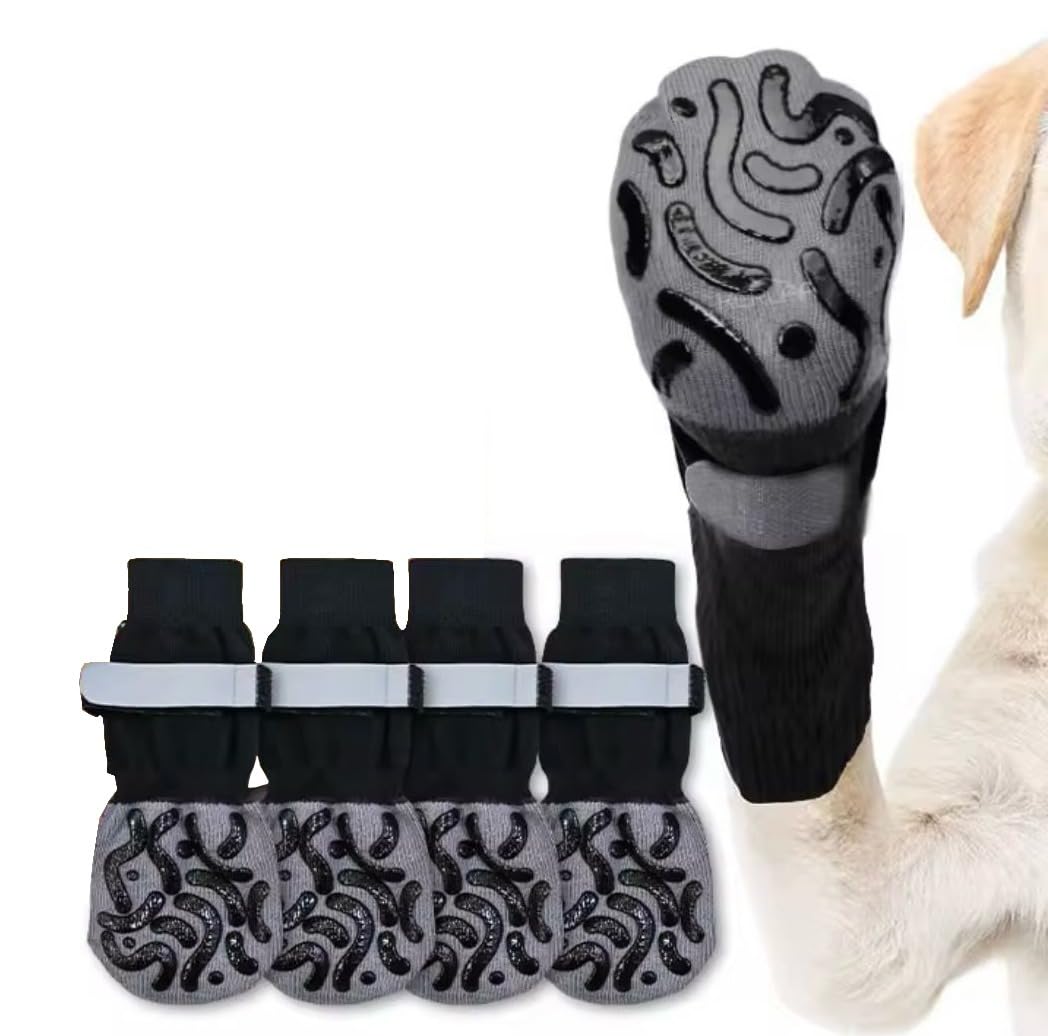 PETANGEL 4Pcs Non Slip Dog Socks to Prevent Licking Paws, Strong Traction for Hardwood Floors, Senior Dogs, Paw Protector, Preve