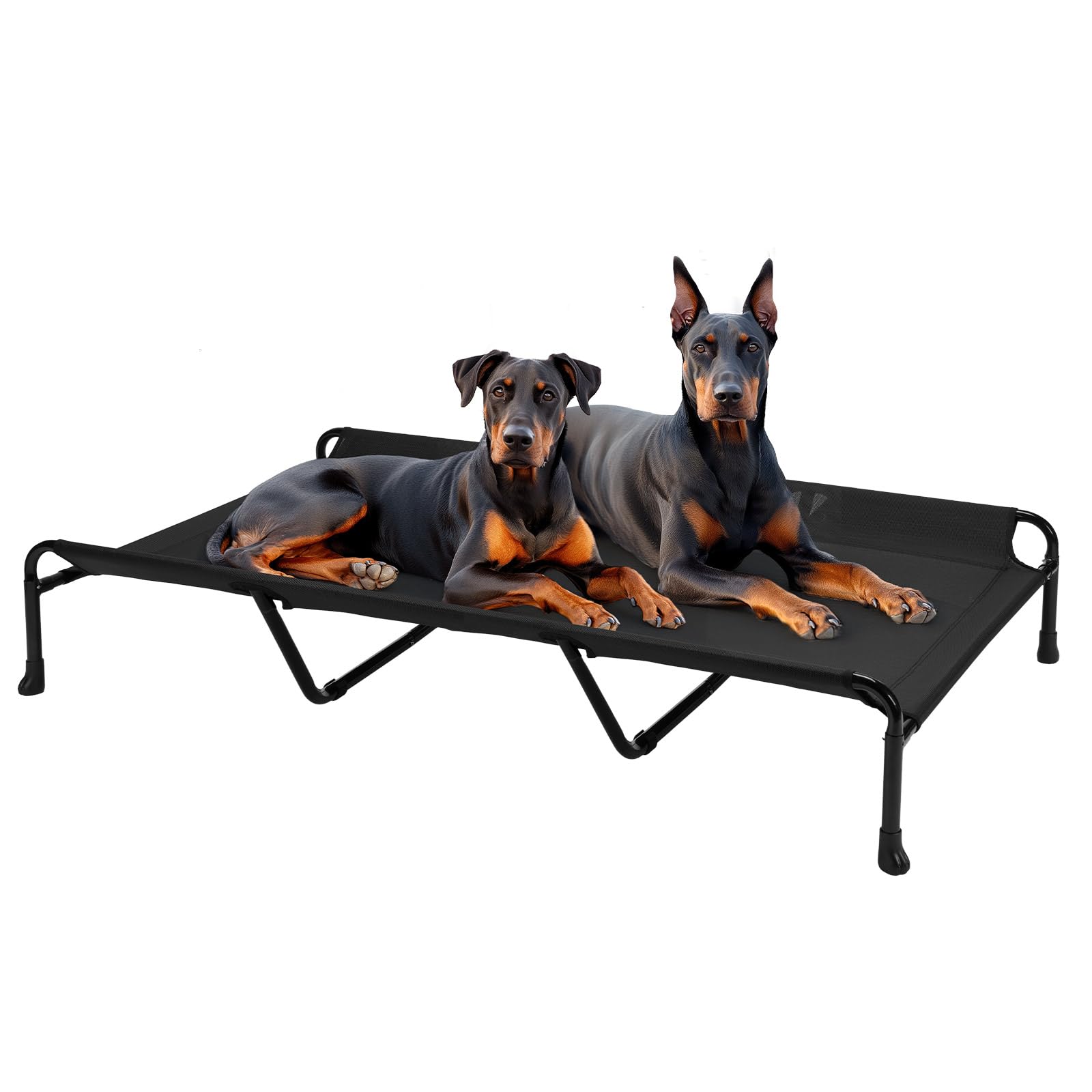 Veehoo Cooling Elevated Dog Bed, 59'' X 37'' Raised Dog Beds For Large Dogs, Outdoor Dog Bed With Guardrail, Upgraded Non-Slip F