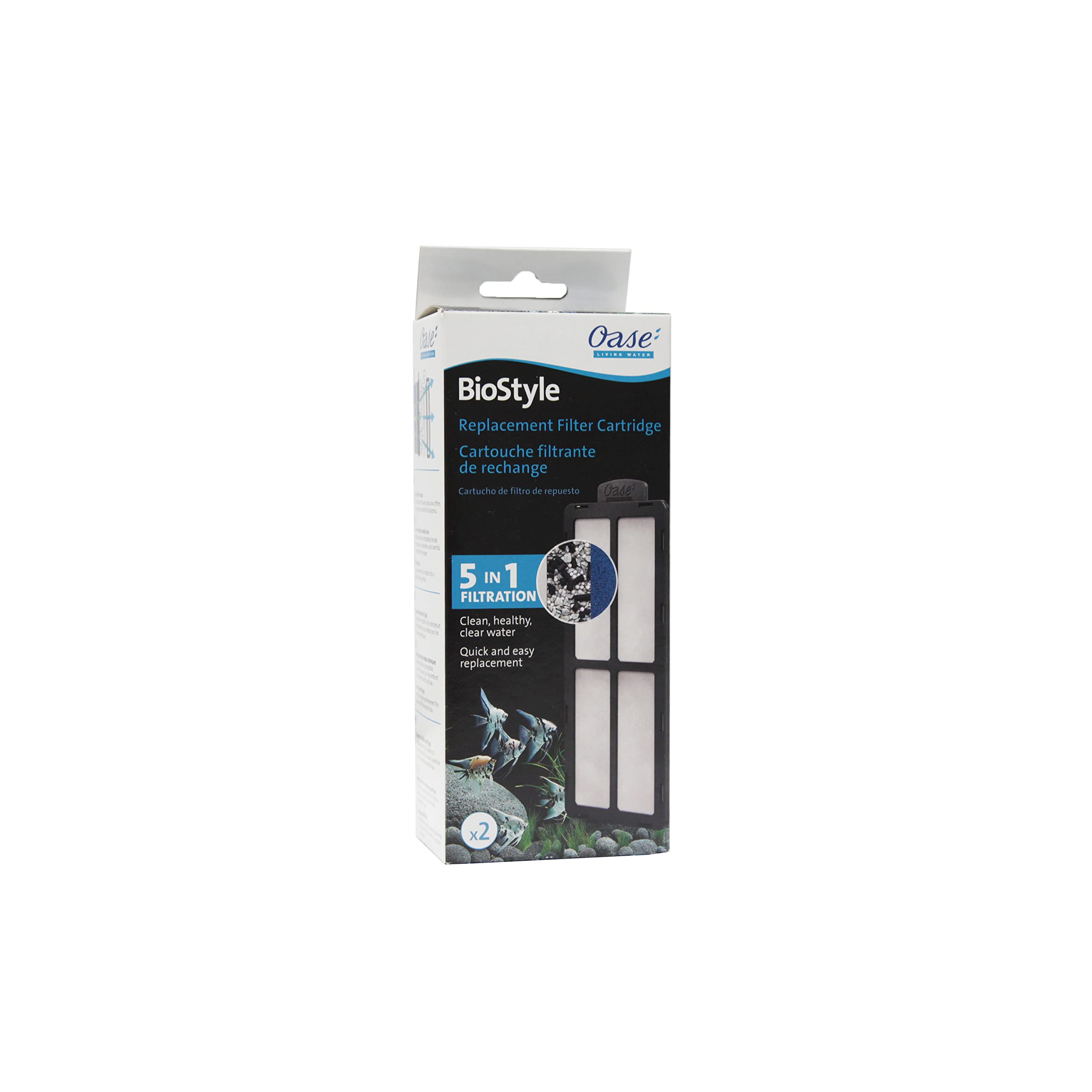 OASE BioStyle Replacement Filter Cartridge Set of 2, Black, Model 84244, Carbon Fiber Material