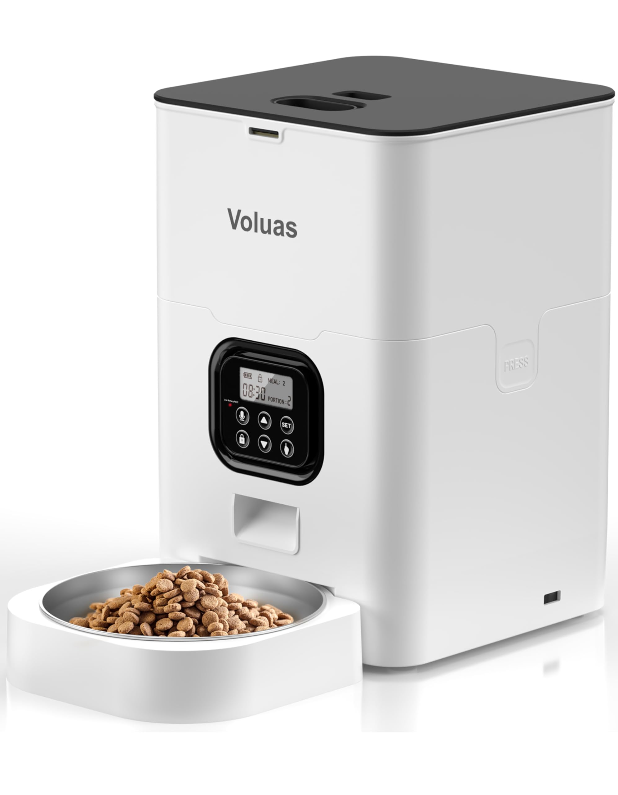 VOLUAS Automatic Cat Feeders - Timed Pet Feeder for Cats and Dogs with Dry Food Dispenser, Desiccant Bag, Programmable Portion C