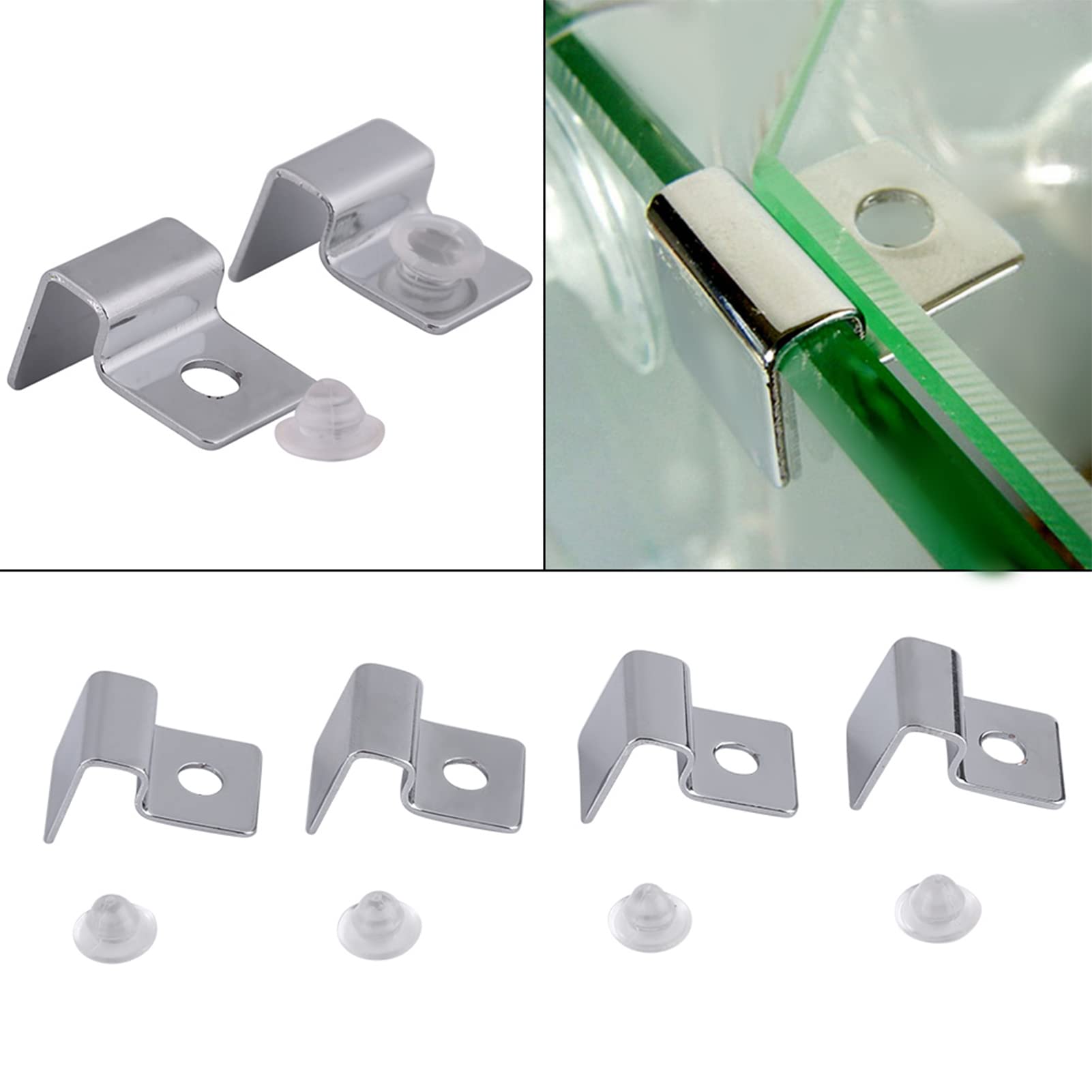 4pcs Stainless Steel Fish Glass Cover Support Bracket, Aquarium Cover Glass Clip Holder Lid Bracket Fish (6mm)