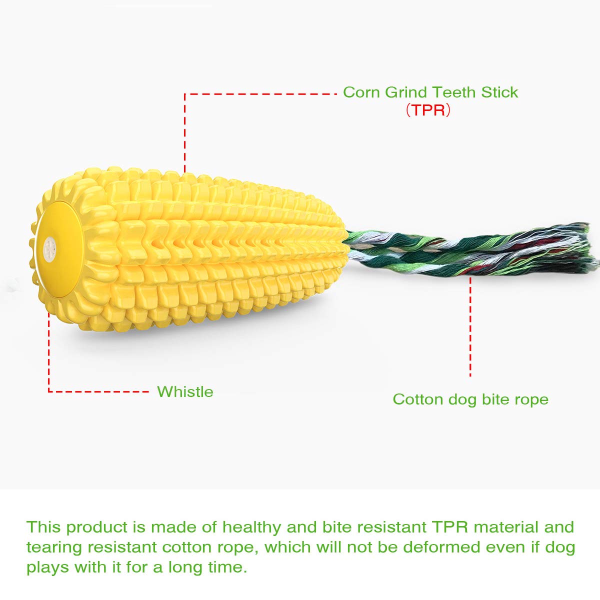 Carllg Dog Chew Toys for Aggressive Chewers, Indestructible Tough Durable Squeaky Interactive Dog Toys, Puppy Teeth Chew Corn St