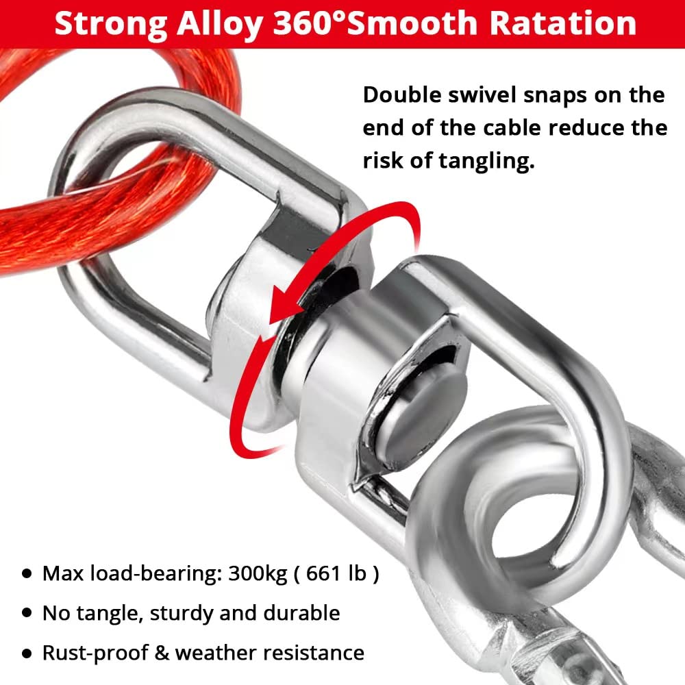 Jenico Dog Tie Out Cable - 150 Ft Dog Runner Cable With Swivel Hook, Dog Leash Run Tether For Yard Outdoor And Camping, Rust- Proof Training Line For Small To Medium Pets Up To 500 Lbs