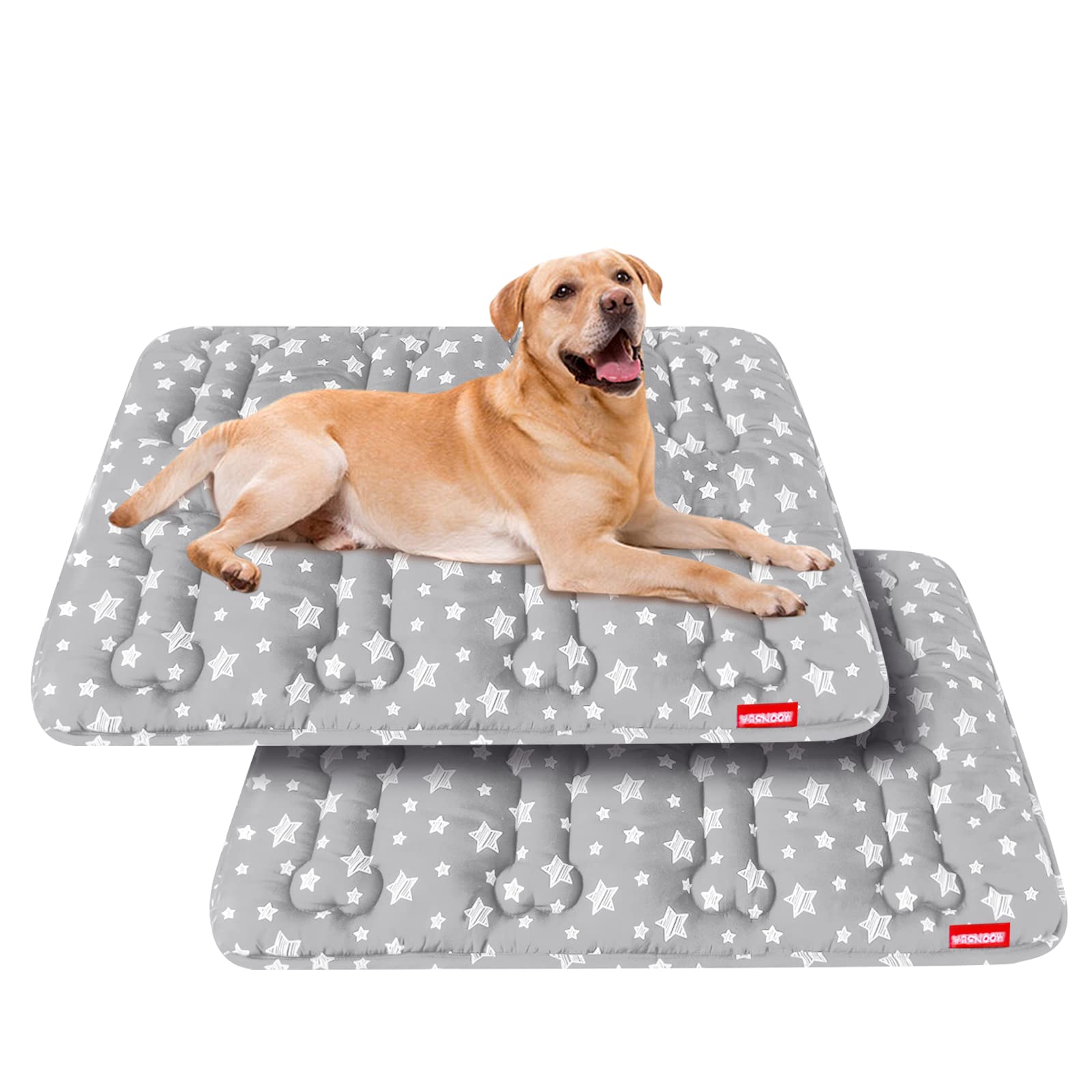Dog Crate Mat (36'' X 23'') 2 Pack, Soft Dog Bed Mat with Cute Stars, Personalized Dog Crate Pad, Anti-Slip Bottom, Machine Wash
