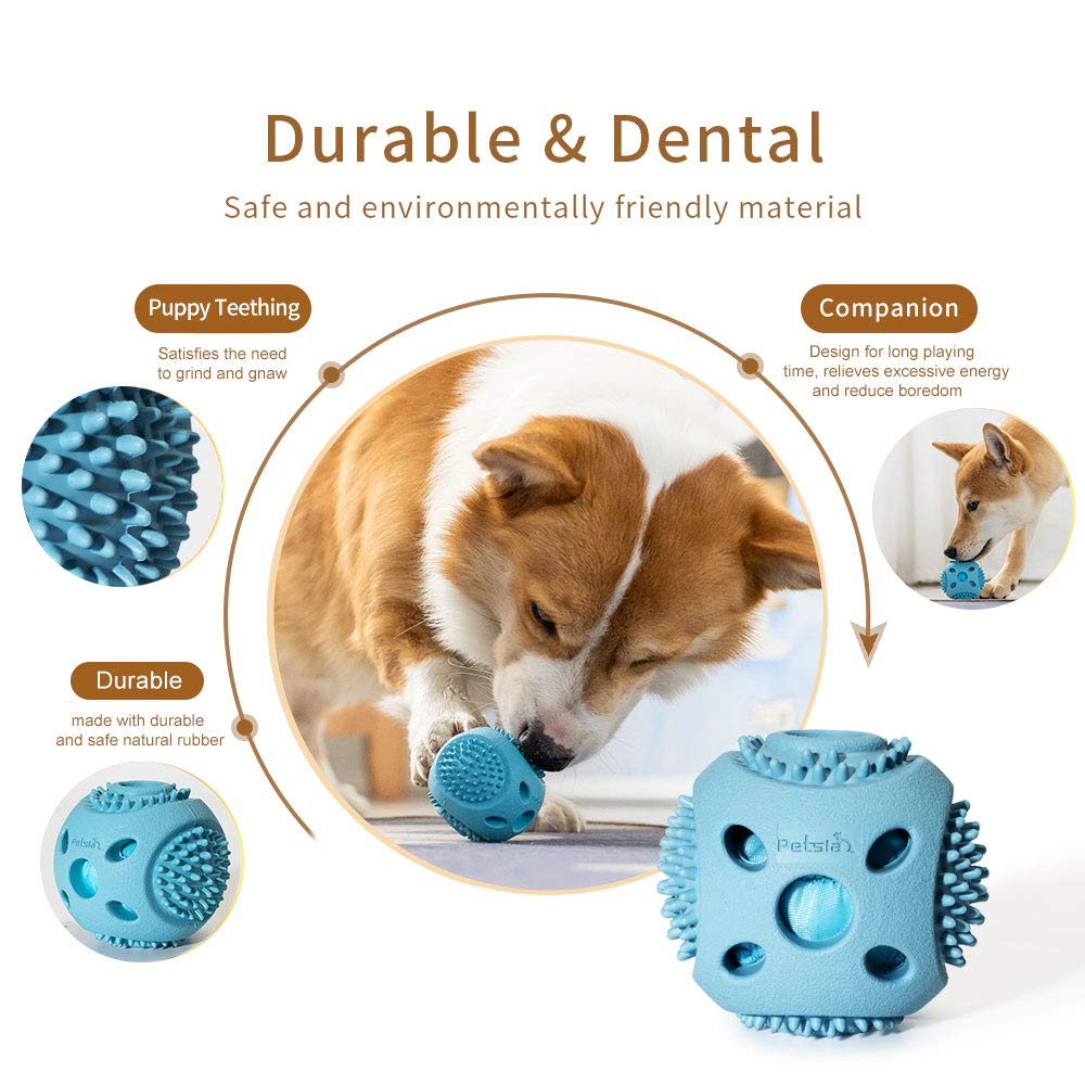 PETSLA Durable Squeaky Dog Balls for Small Dogs and Puppies - Rubber Balls for Moderate Chewers Play Fetch and Promotes Dental H