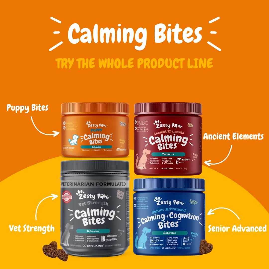 Zesty Paws Calming Chews for Dogs - Dog Calming Chews for Composure & Relaxation - Dog Calming Treats for Everyday Stress & Sepa
