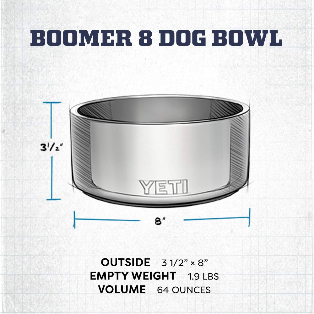 YETI Boomer 8, Stainless Steel, Non-Slip Dog Bowl, Holds 64 Ounces, Brick Red