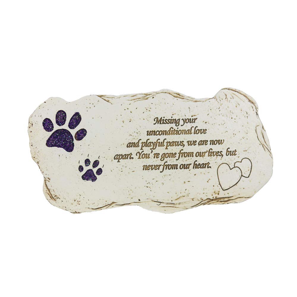 Jinhuoba Shinning Paw Prints Pet Memorial Stones Headstones For Dogs Or Cats, Hand Painted Garden Plaques Grave Markers Stepping Stones For Pet Dog Sympathy Memorial Gifts