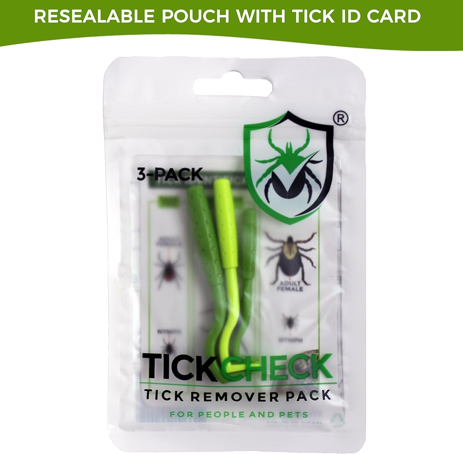 Tickcheck Tick Remover Value 3 Pack - Tick Remover Tools + Tick Identification Card - For Humans, Dogs & Cats (3 Sets)