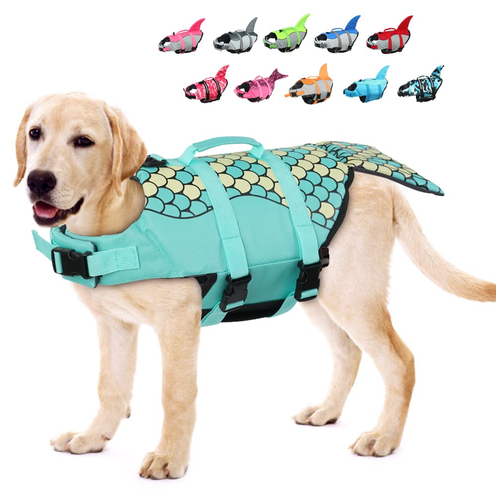 Emust Dog Life Vest, Swimming Preserver For Small And Medium Breeds, Ripstop Jacket With High Buoyancy And Lift Handle For Boat,