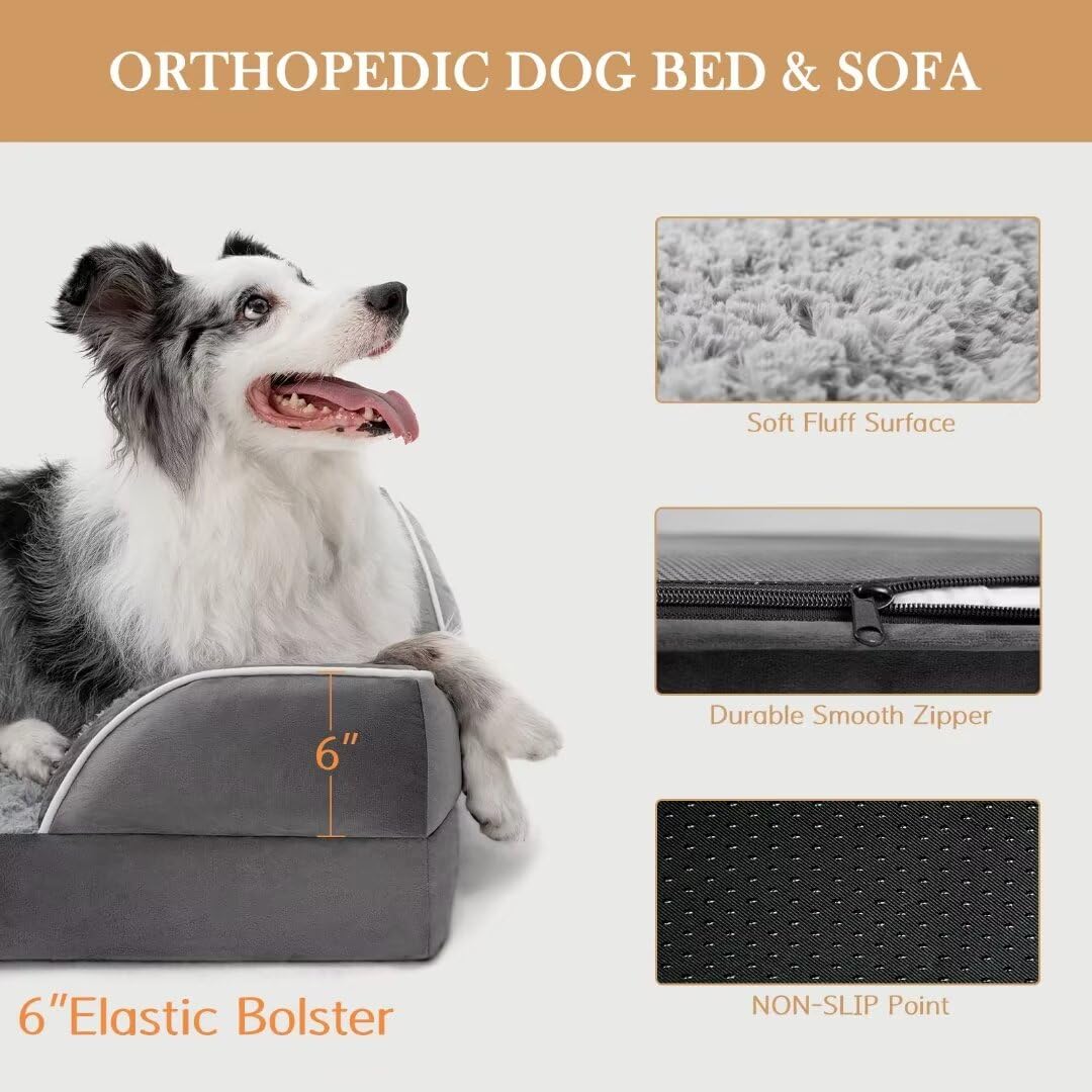 Comfort Expression Xxl Orthopedic Dog Bed For Extra Large Dogs, Waterproof Orthopedic Foam Dog Beds, Washable Dogs Sofa Beds Wit