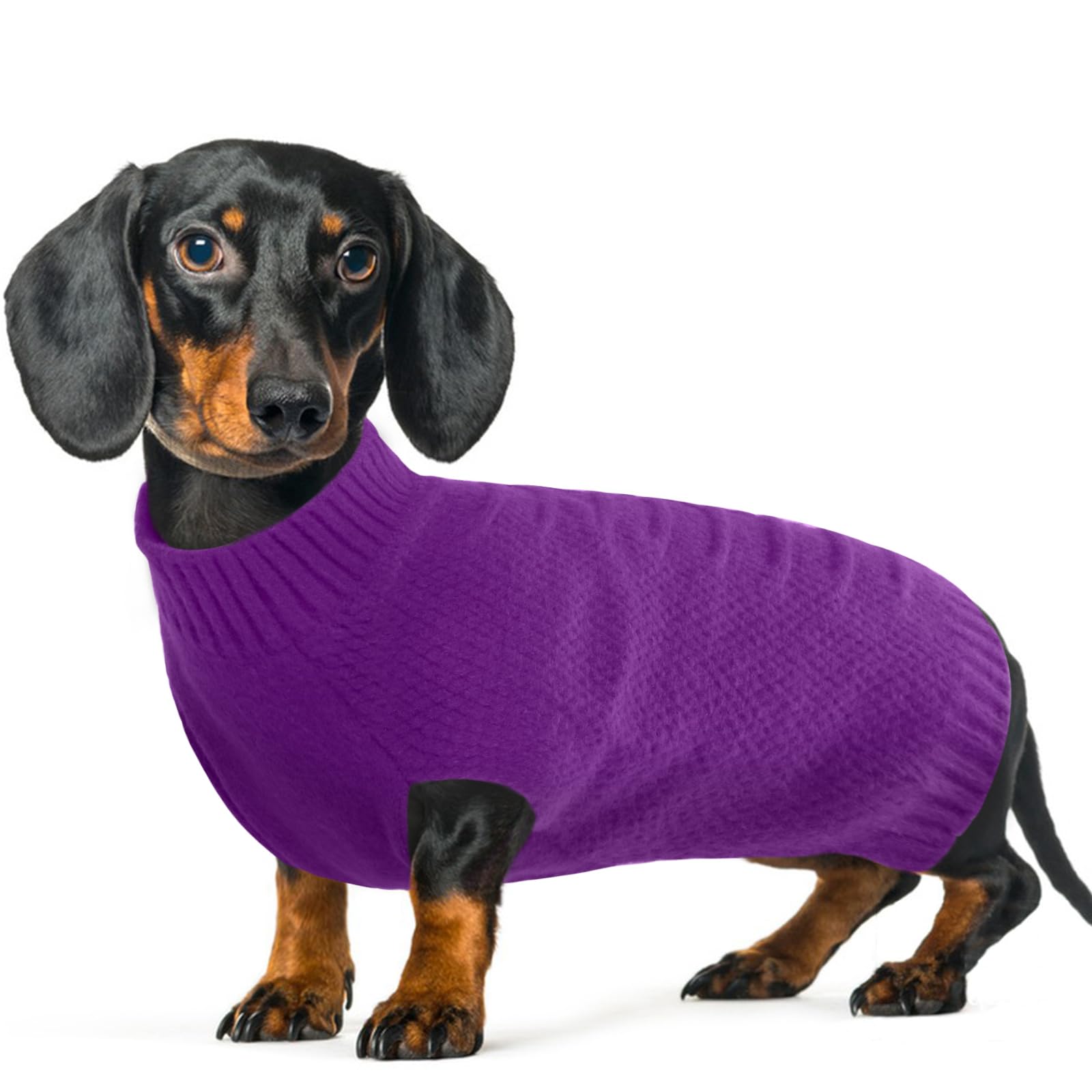 IECOii Dog Sweaters for Medium Dogs, Girls & Boys - Thermal Knitted Winter Dog Sweater for Christmas, Purple, M