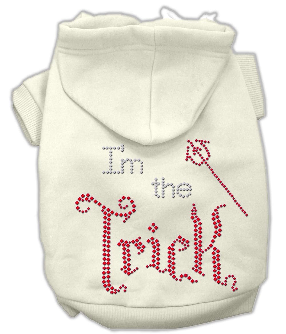 Mirage Pet Products 14' I'M The Trick Rhinestone Hoodies, Large, Cream